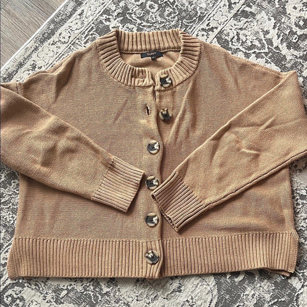 Quince Tan Button-Up Cardigan
